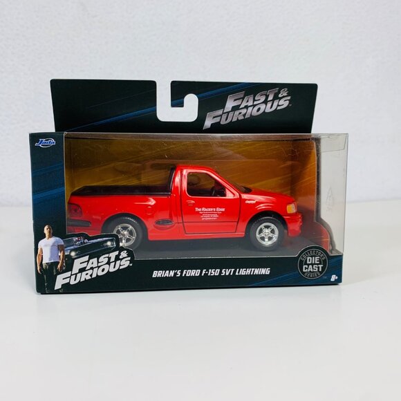 Fast Furious Die Cast Brians Ford F150 SVT Lightning Red Pickup Truck Jada NEW - Picture 9 of 10